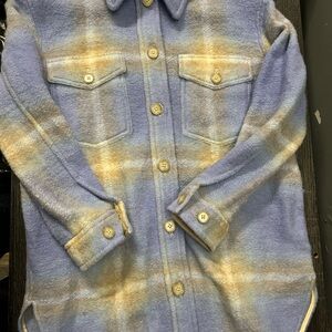 Wilfred Free Soft Blue and Cream Flannel Jacket